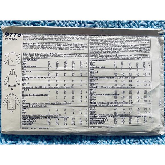 Simplicity 9776 Kids jacket pattern size 7 8 9 - Picture 3 of 5